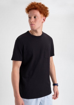 Black Ben Sherman Garment Dye Beatnik T-Shirt | 0685-YJDGS