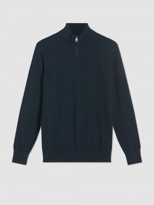 Black Ben Sherman Merino Half-Zip Knitwear | 5642-PGAJX