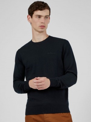 Black Ben Sherman Signature Crewneck Knitwear | 8467-QWSVK