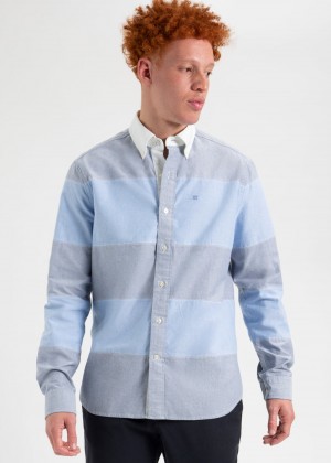 Blue Ben Sherman Brighton Oxford Garment Dye Rugby Shirts | 2418-LXZCJ