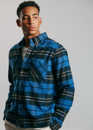 Blue Ben Sherman Brushed Ivy Check Shirts | 8075-WCDVH