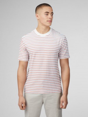 Blue Ben Sherman Signature Loopback Stripe T-Shirt | 4091-CNZPD