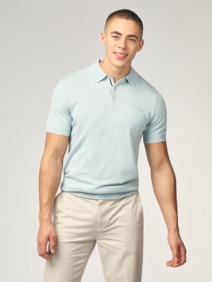 Blue Ben Sherman Signature Short Sleeve Polo Knitwear | 0185-SUZHC