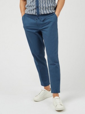 Blue Ben Sherman Signature Slim Taper Linen Pants | 2158-ESAQV