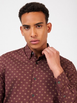 Brown Ben Sherman Signature Geo Shirts | 7698-KUADT