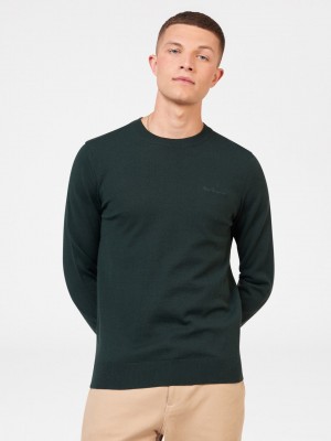 Dark Green Ben Sherman Signature Merino Crewneck Knitwear | 8527-VLJEK