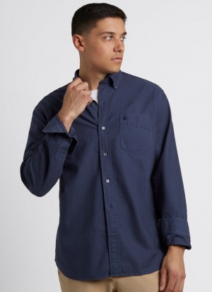 Indigo Ben Sherman Beatnik Oxford Garment Dye Shirts | 7832-WOIHQ