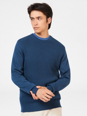 Indigo Ben Sherman Textured Crewneck Knitwear | 6391-PSBYL