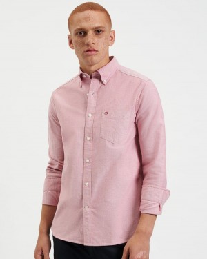 Light Red Ben Sherman Brighton Oxford Organic Shirts | 5283-BSTVC