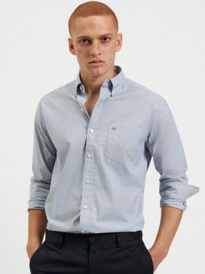 Navy Ben Sherman Beatnik Wash Long-Sleeve Shirts | 3079-DBCNM