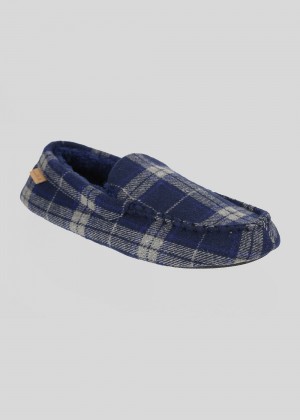 Navy Ben Sherman Gritti Palace Check Moccasin Slipper | 2074-SBFYV