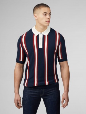 Navy Ben Sherman Signature Mod Rugby Knitwear | 7953-EVSTX