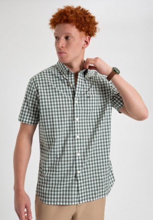 Olive Ben Sherman House Poplin Gingham Shirts | 6239-RQFPY