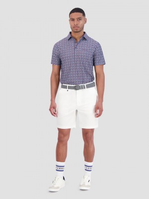 Purple Ben Sherman Bauhaus Geo Tech Jersey Sports Fit Polo Shirts | 0136-ZPECV