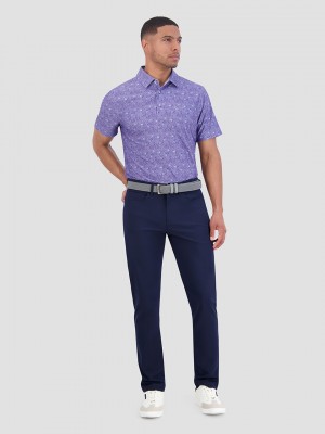 Purple Ben Sherman Broken Record Tech Jersey Sports Fit Polo Shirts | 6782-KEHRX