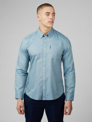 Turquoise Ben Sherman Signature Oxford Shirts | 0485-QWCKL