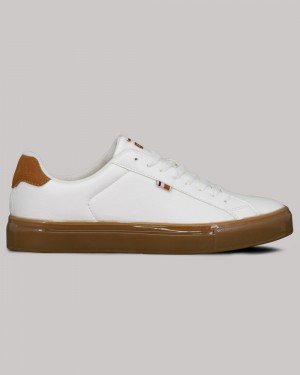 White / Brown Ben Sherman Crowley Sneakers | 4217-QUSJE