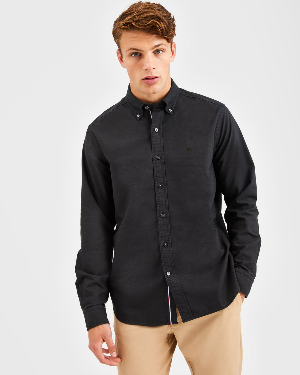 Black Ben Sherman Beatnik Oxford Garment Dye Shirts | 5321-DPVEW