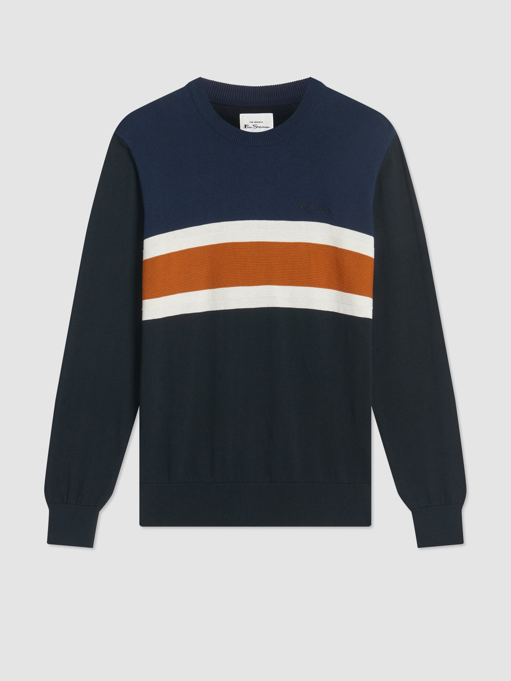 Black Ben Sherman Chest Stripe Crewneck Knitwear | 7364-QJSAK