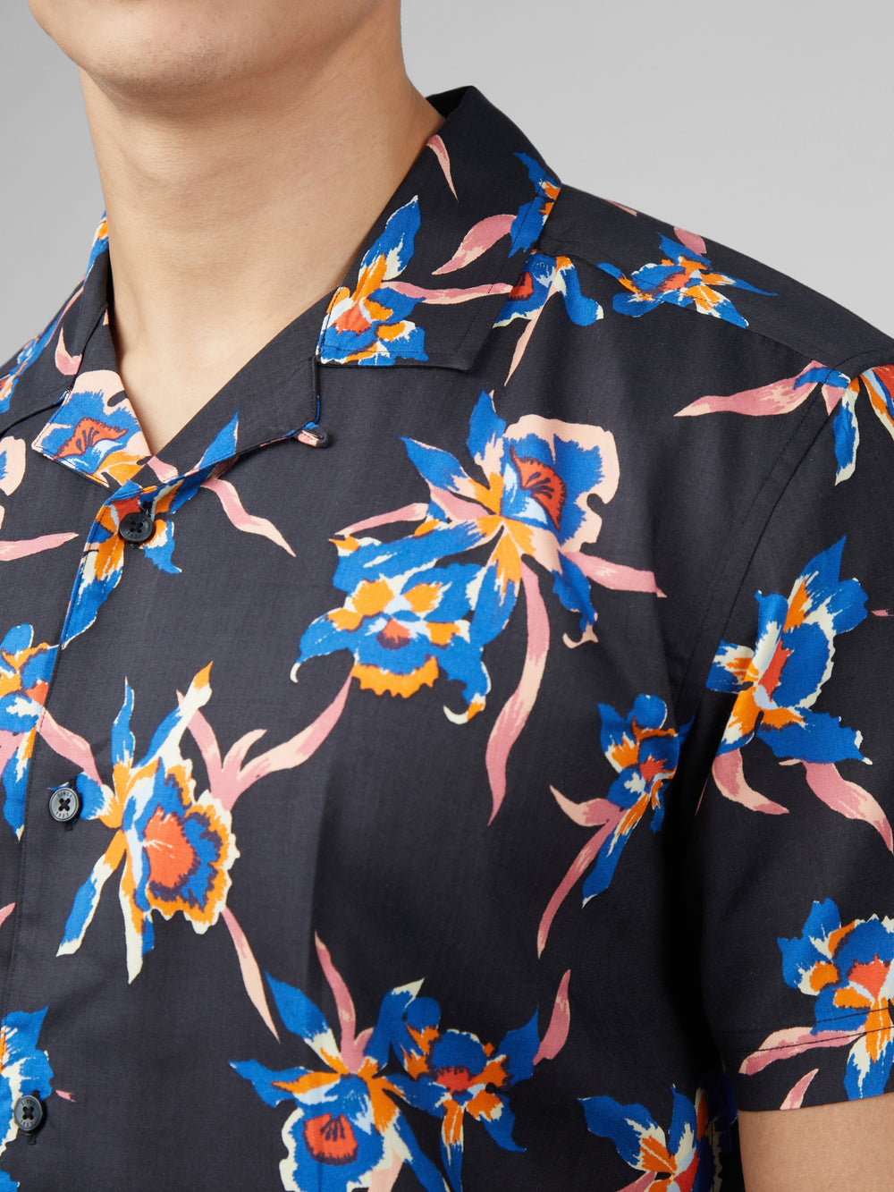 Black Ben Sherman Signature Botanical Print Shirts | 6514-OVCXA