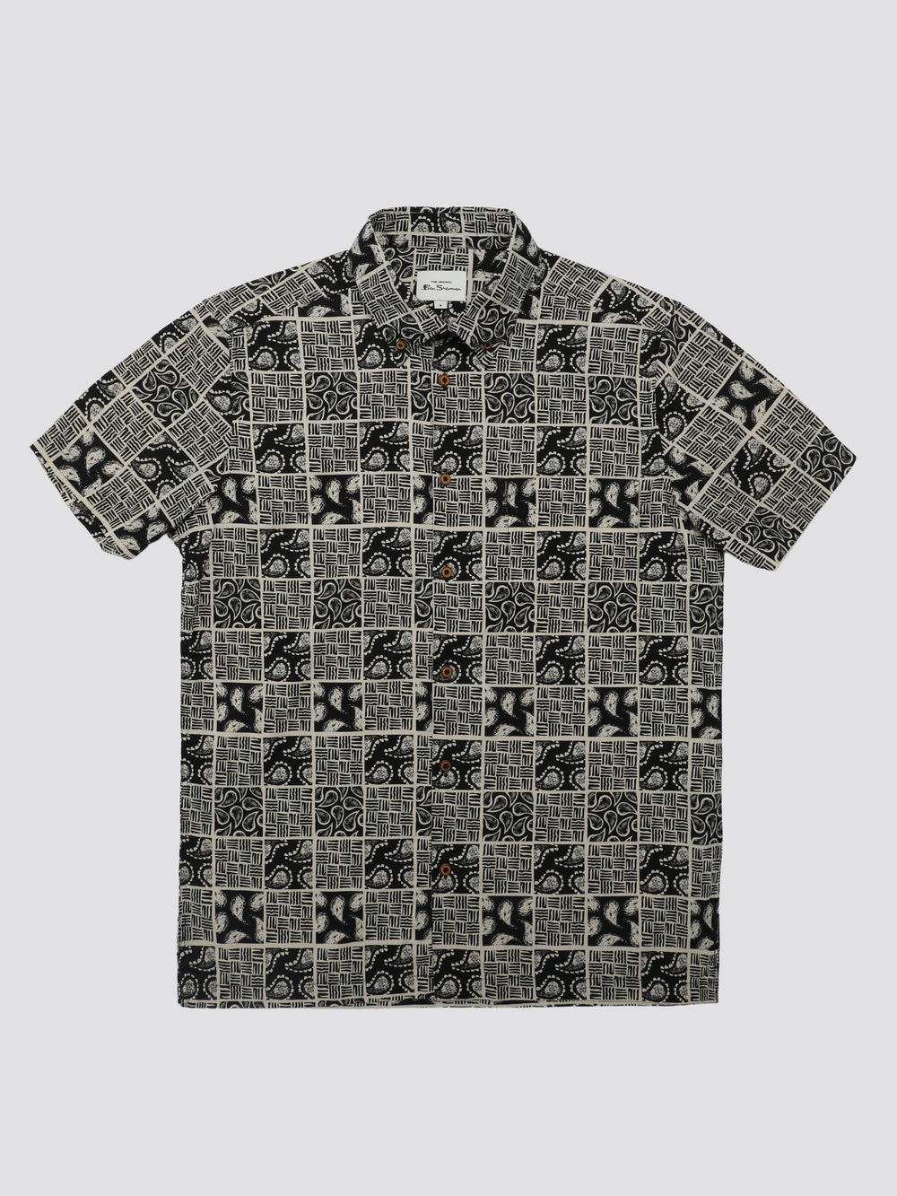 Black Ben Sherman Signature Checkerboard Paisley Print Shirts | 0486-TYAUP