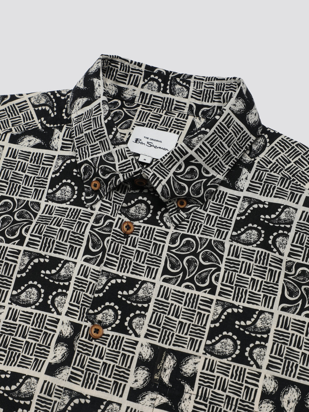 Black Ben Sherman Signature Checkerboard Paisley Print Shirts | 0486-TYAUP