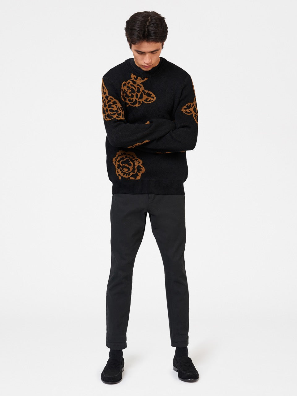 Black Ben Sherman Winter Floral Knitwear | 7019-CDHWZ