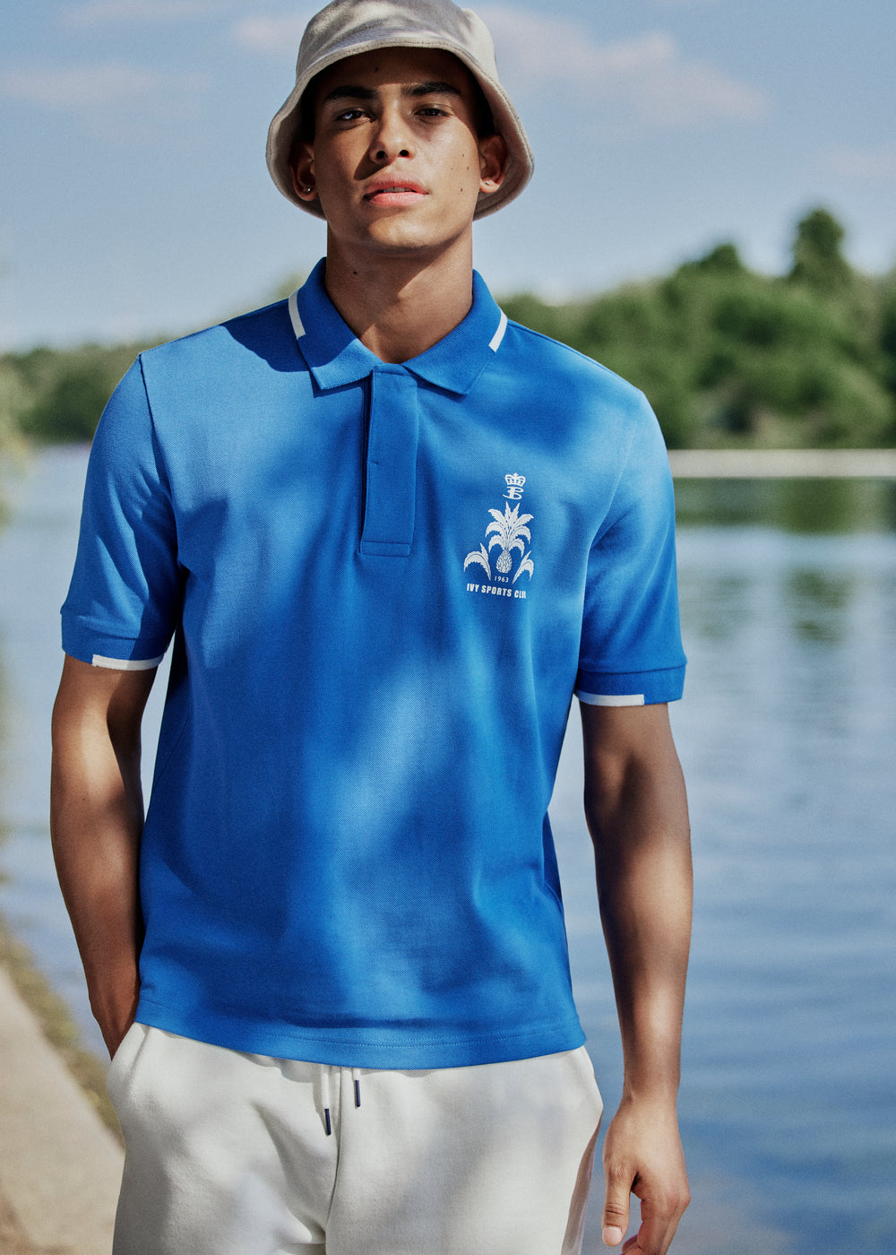 Blue Ben Sherman B by Ben Sherman Sports Club Embroidered Polo Shirts | 7385-LBUPE