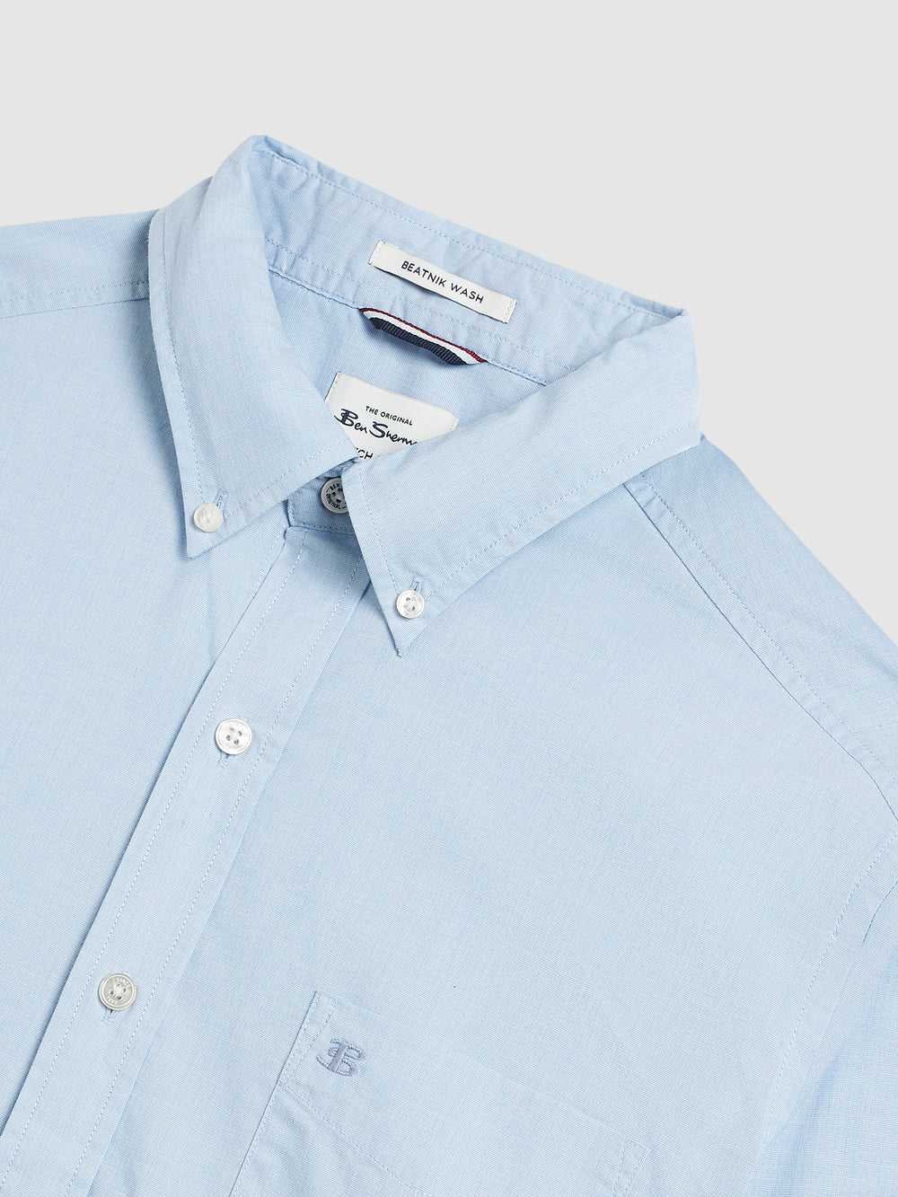 Blue Ben Sherman Beatnik Wash Long-Sleeve Shirts | 1032-ENCUW