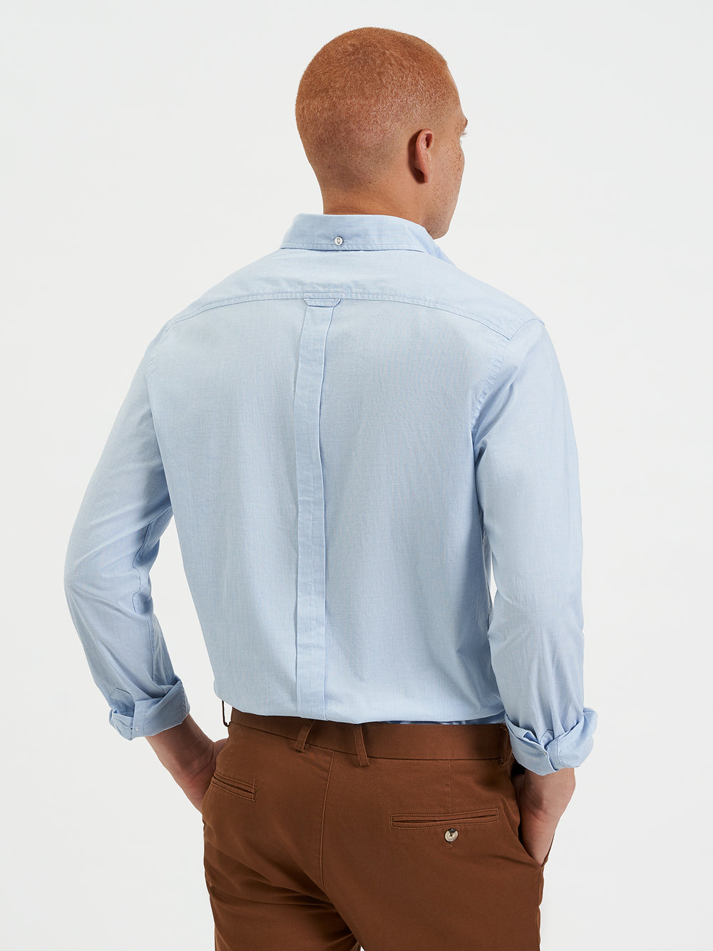 Blue Ben Sherman Beatnik Wash Long-Sleeve Shirts | 1032-ENCUW