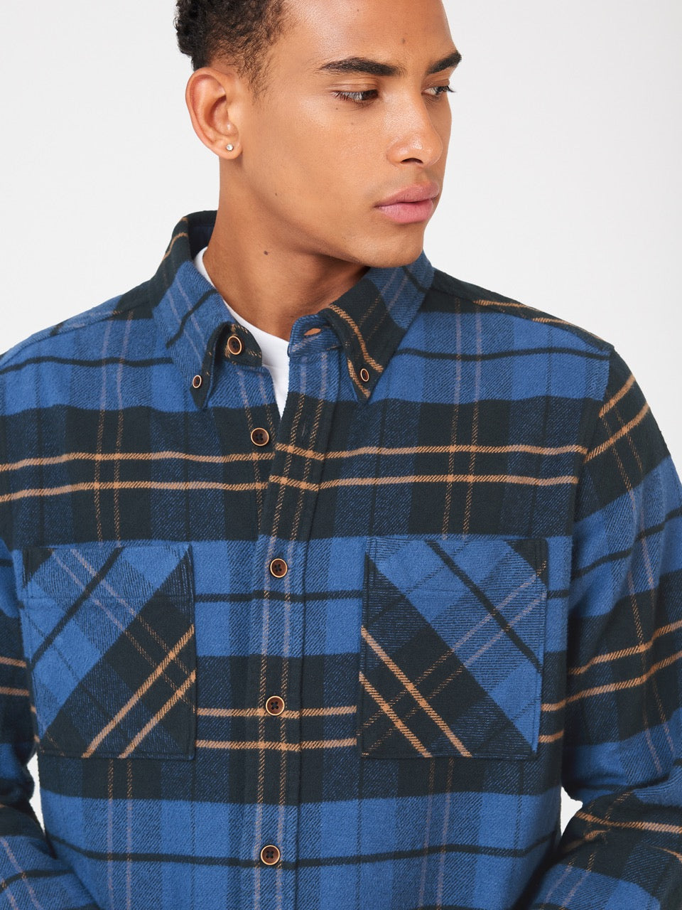 Blue Ben Sherman Brushed Ivy Check Shirts | 8075-WCDVH