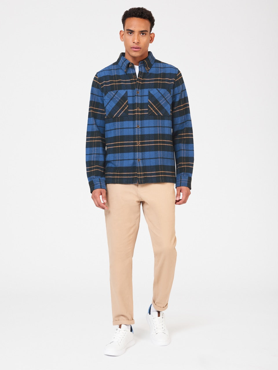 Blue Ben Sherman Brushed Ivy Check Shirts | 8075-WCDVH