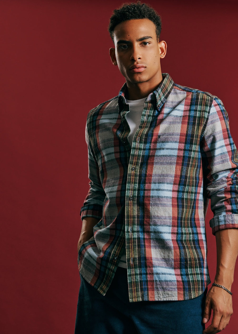 Blue Ben Sherman Brushed Multicolour Check Oxford Shirts | 9012-JAYUD