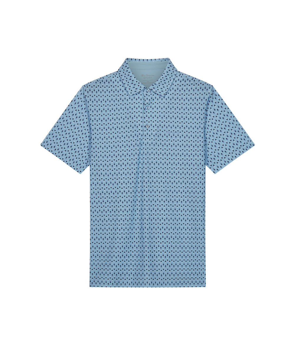 Blue Ben Sherman Chequerboard Geo Polo Shirts | 5948-VFBTO