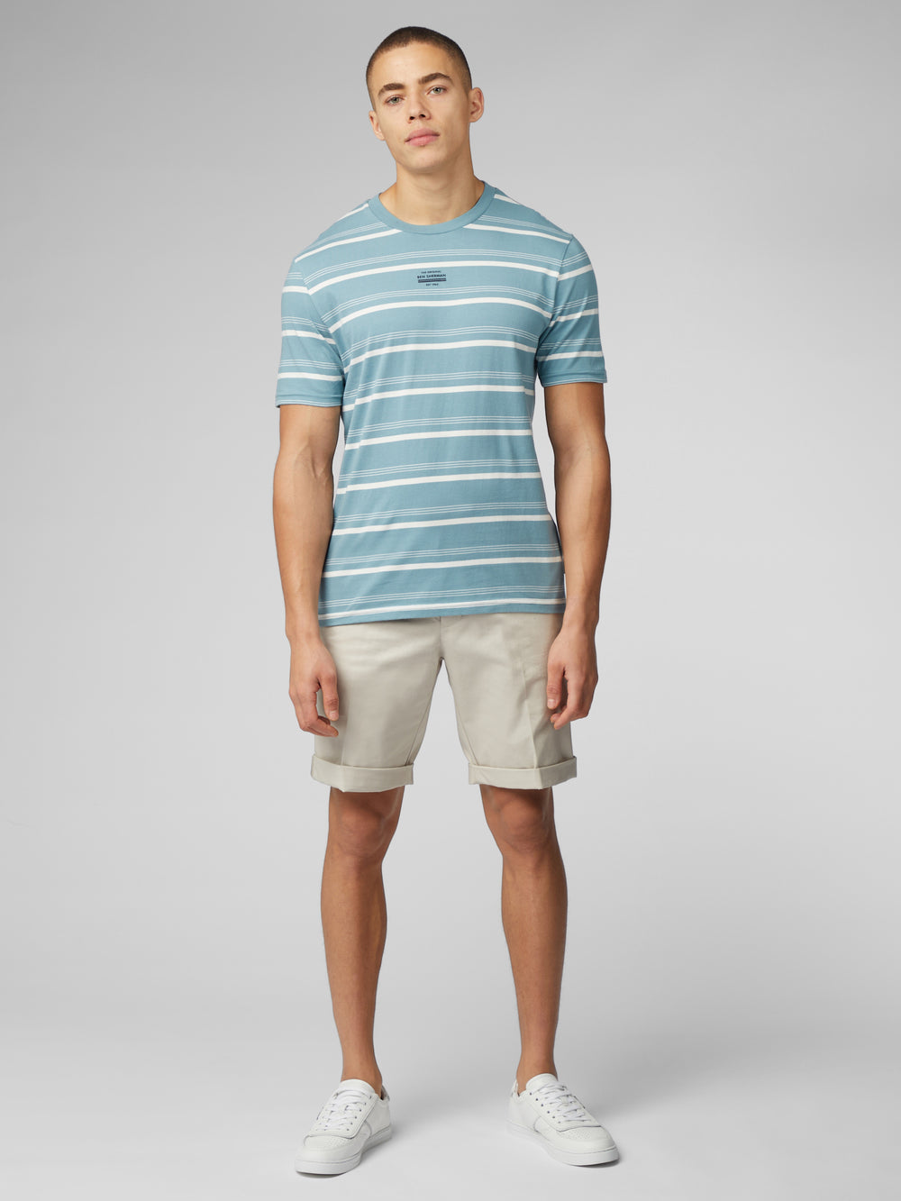 Blue Ben Sherman Fine Stripe T-Shirt | 7435-VJHEX