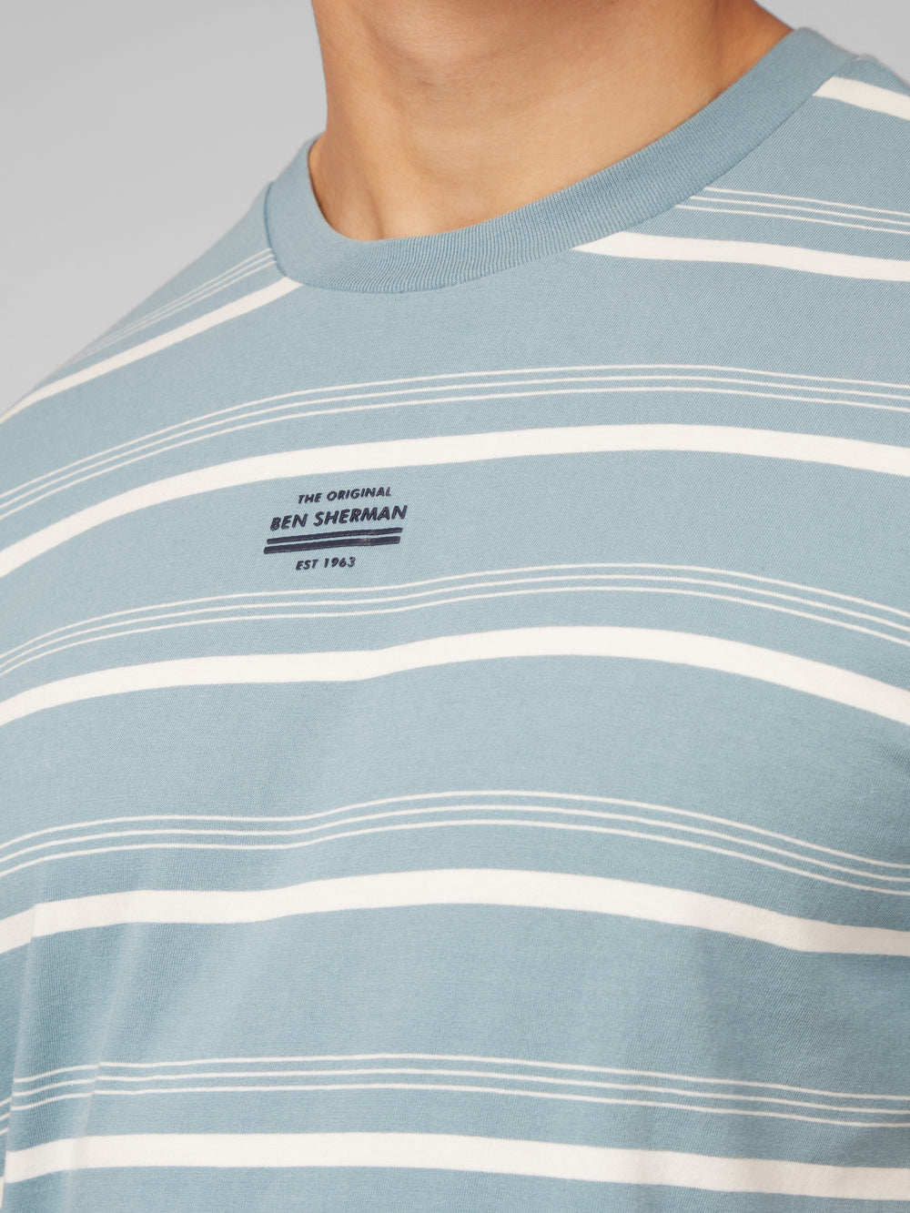 Blue Ben Sherman Fine Stripe T-Shirt | 7435-VJHEX