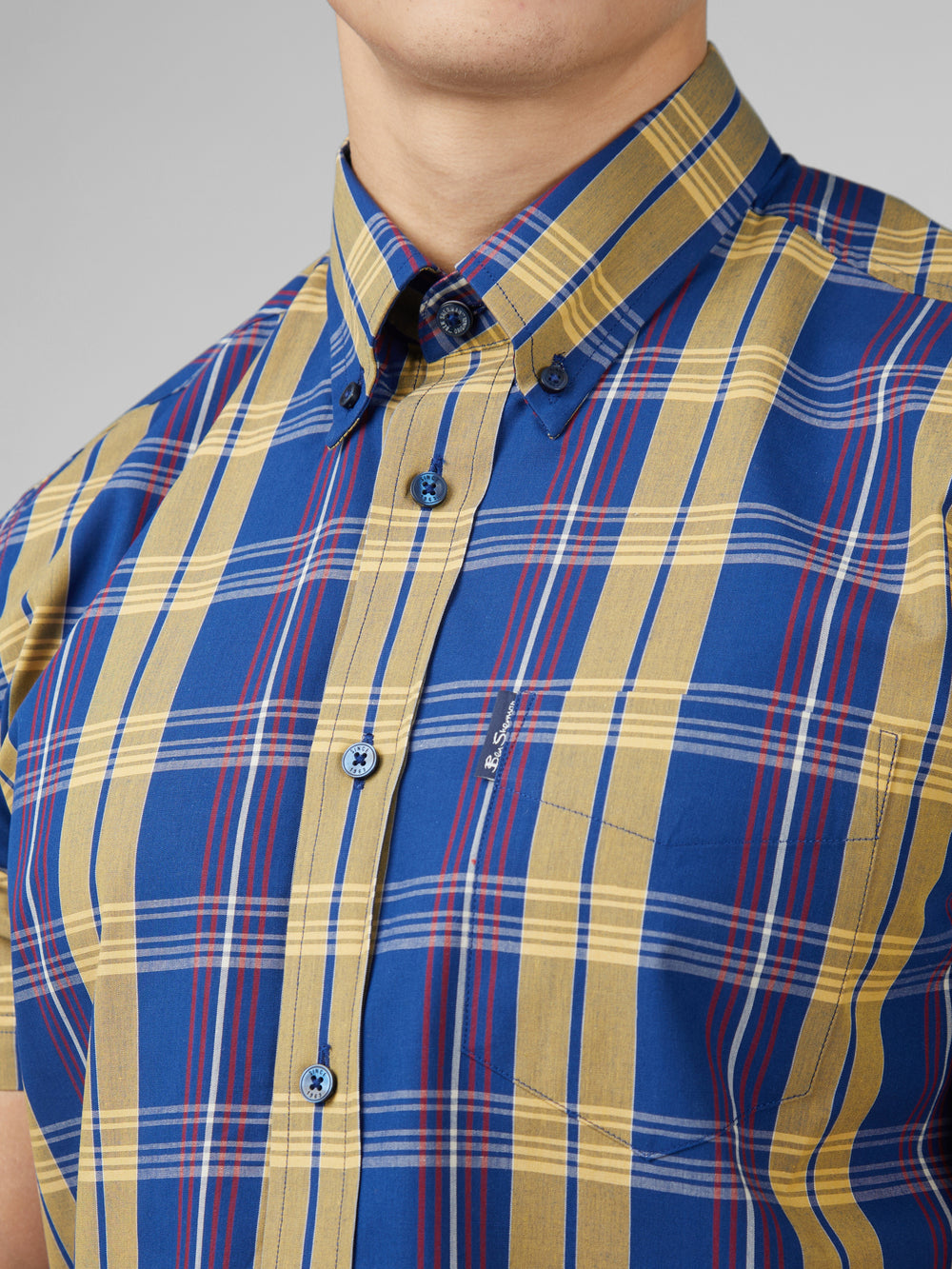 Blue Ben Sherman Signature Irregular Check Shirts | 6851-PLEYM