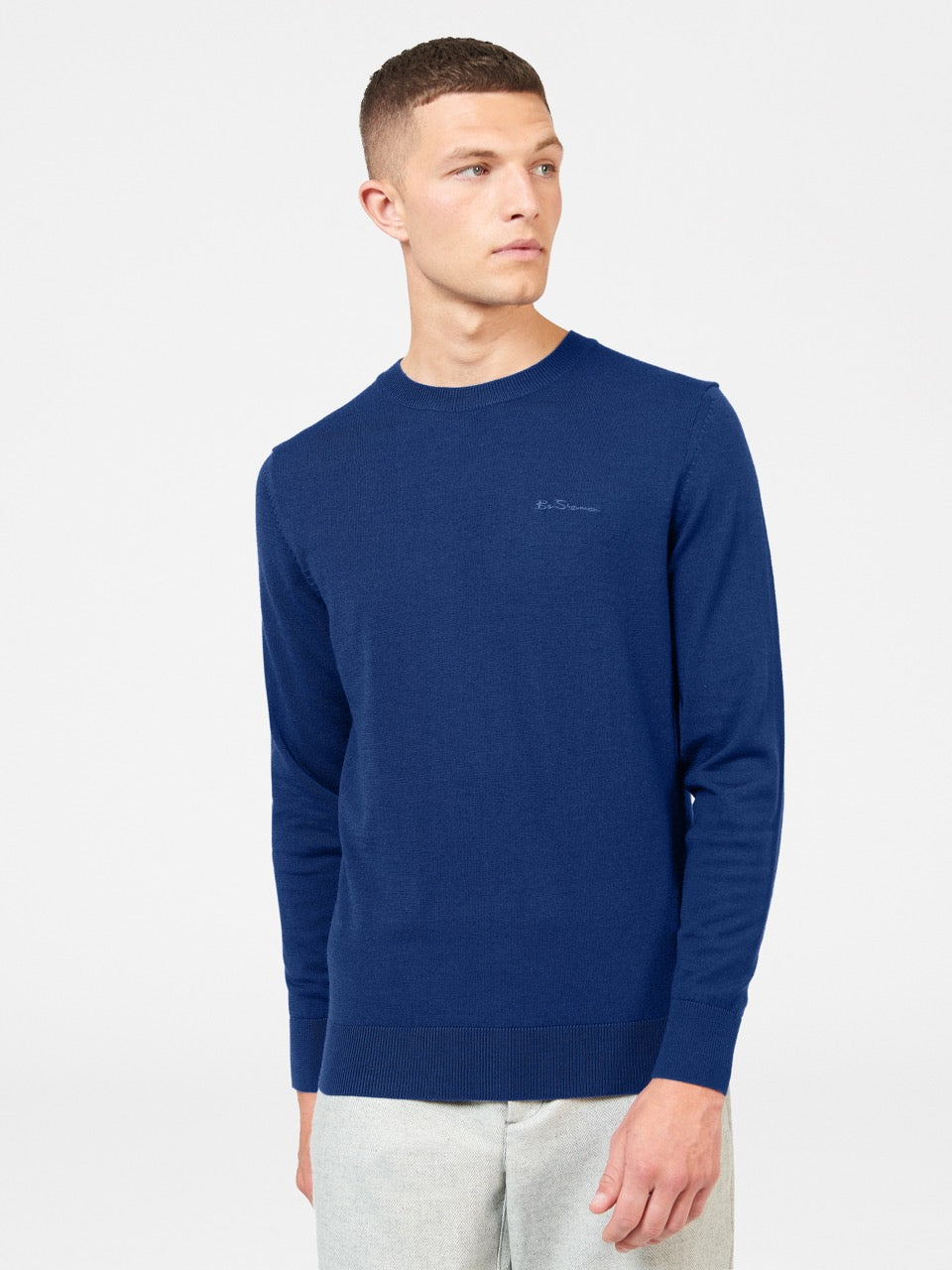 Blue Ben Sherman Signature Merino Crewneck Knitwear | 6217-XMRWU