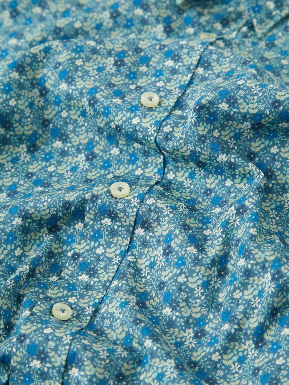 Blue Grey Ben Sherman Floral Print Long-Sleeve Shirts | 5796-GEBPL