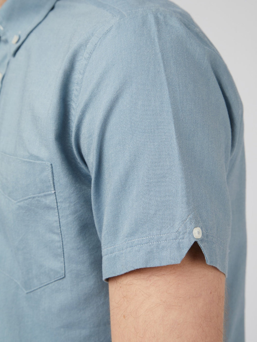 Blue Grey Ben Sherman Signature Organic Short-Sleeve Oxford Shadow Shirts | 0396-JIMTX