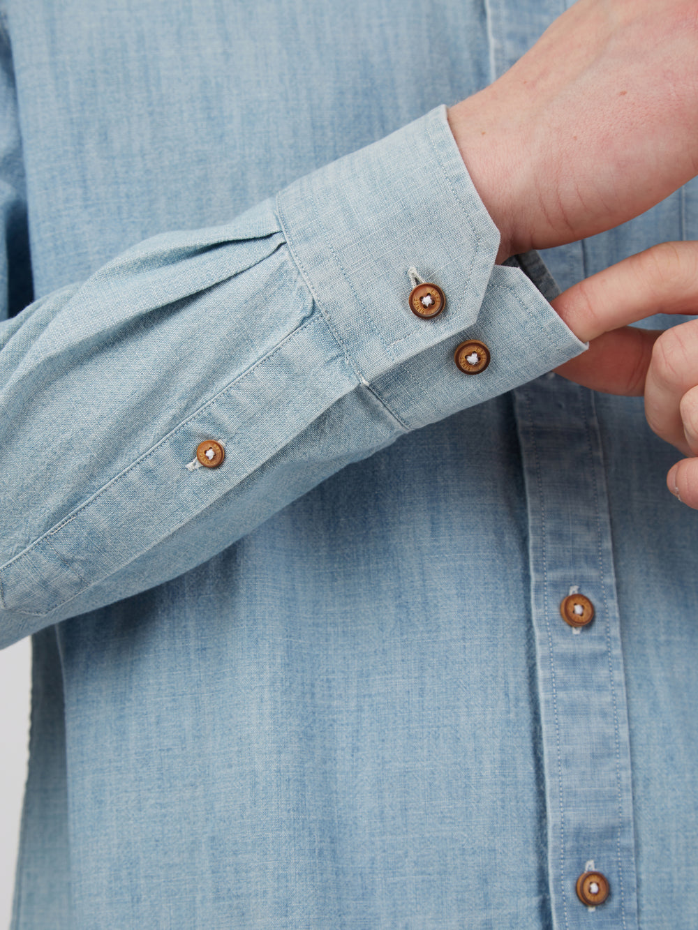 Blue / Navy Ben Sherman Long-Sleeve Chambray Shirts | 1420-AGZVH