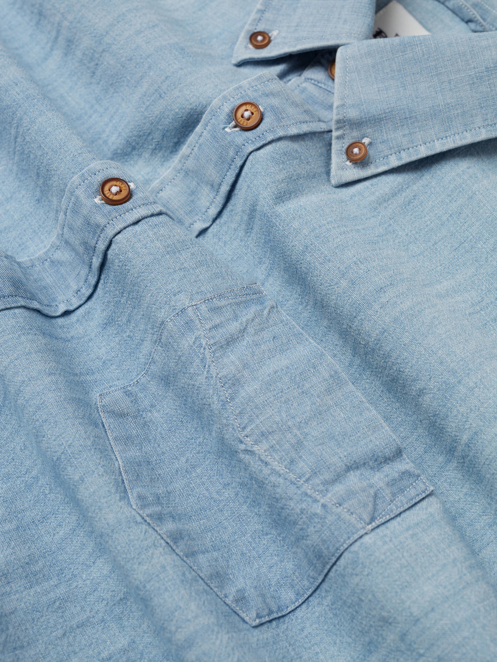 Blue / Navy Ben Sherman Long-Sleeve Chambray Shirts | 1420-AGZVH