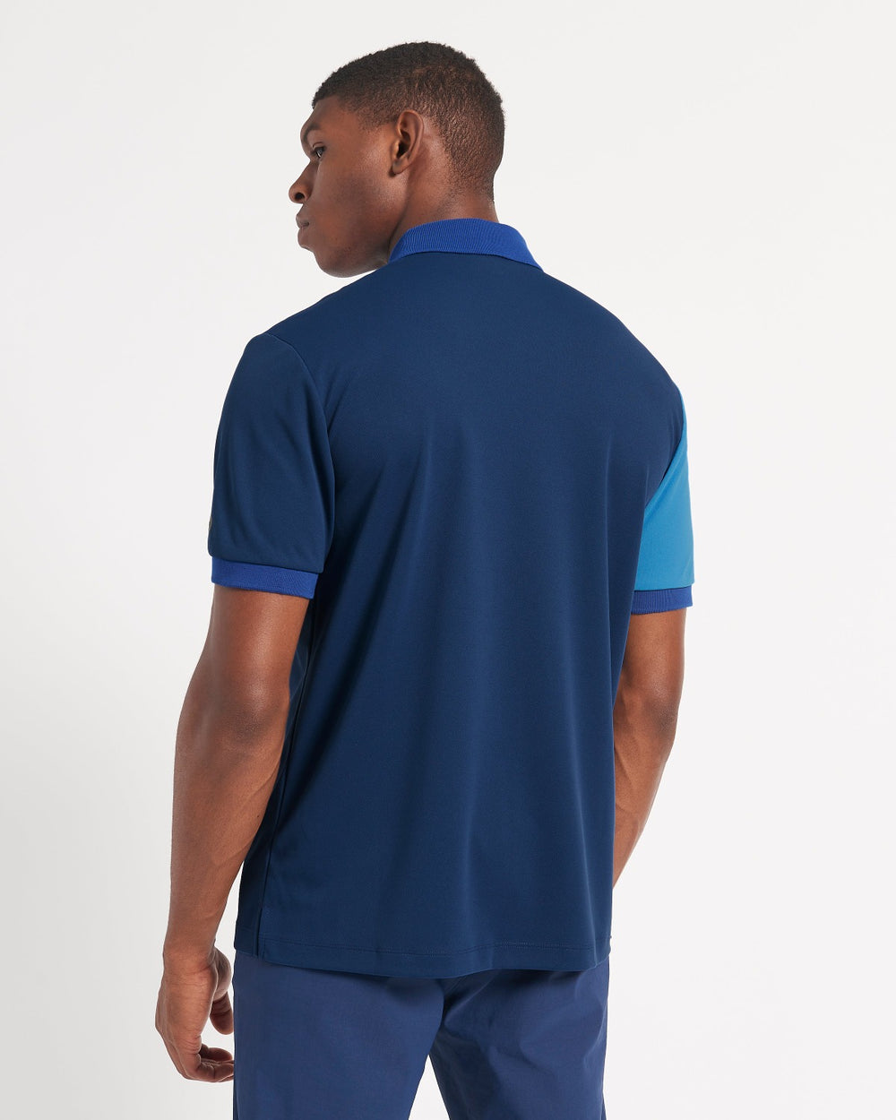 Blue / Royal Ben Sherman 360 Motion Stretch Colorblock Polo Shirts | 1746-WBPAV