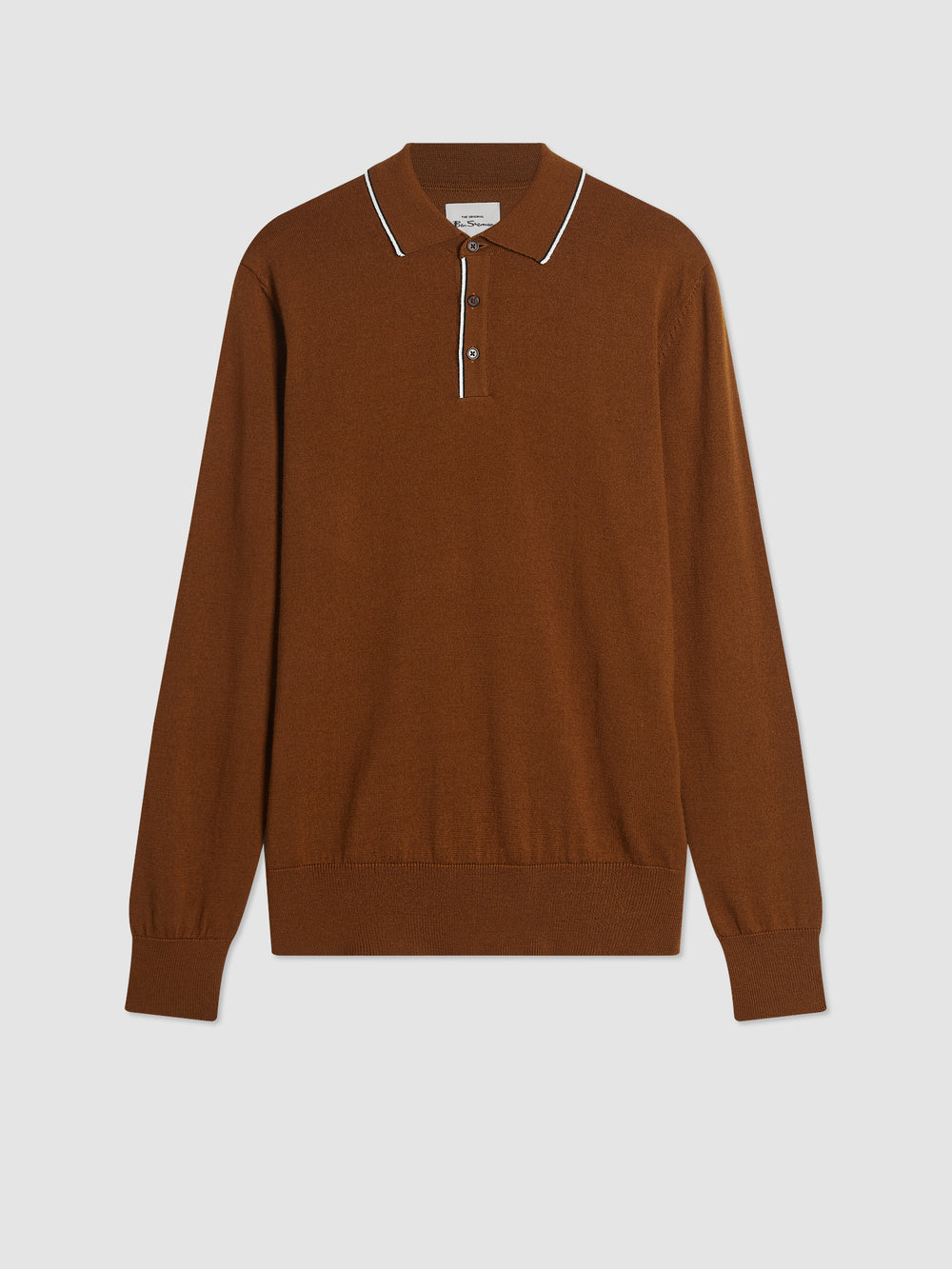 Brown Ben Sherman Tipped Merino Polo Neck Sweaters | 6417-OBPRT