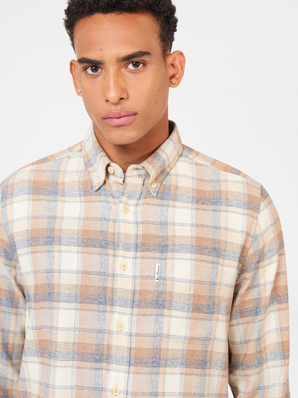 Brown Ben Sherman Twisted Yarn Check Shirts | 1236-XBCES