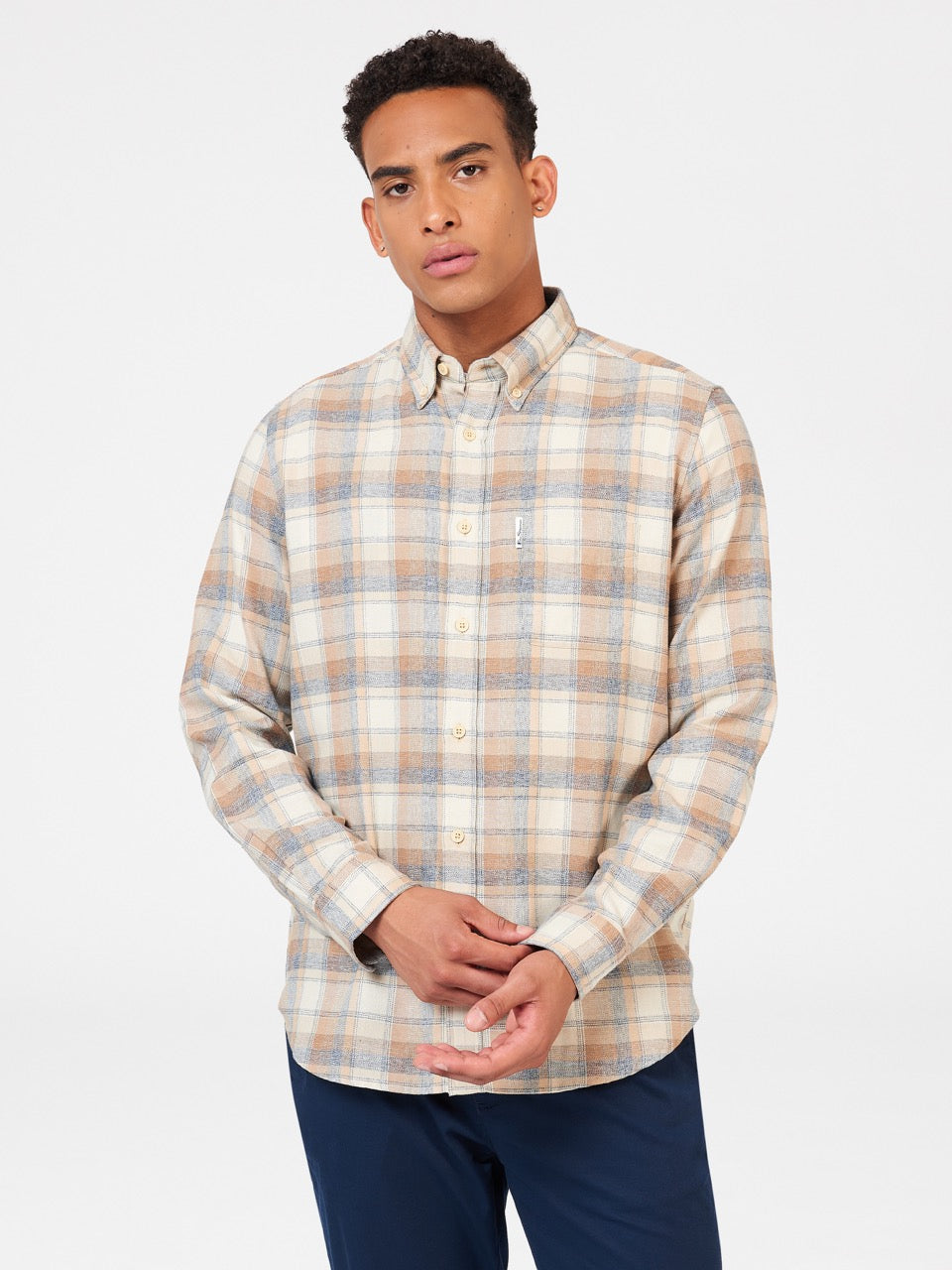 Brown Ben Sherman Twisted Yarn Check Shirts | 1236-XBCES