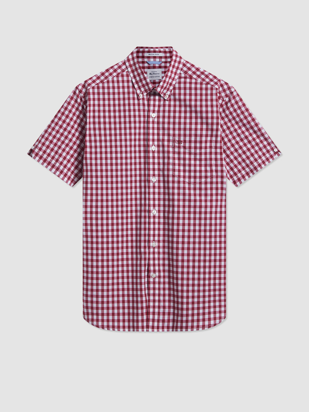 Burgundy Ben Sherman Short Sleeve House Poplin Gingham Shirts | 0634-FMUEJ