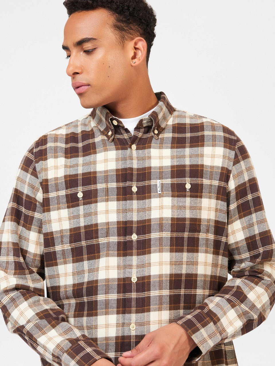 Chocolate Ben Sherman Brushed Plain Check Shirts | 5197-WLRPO