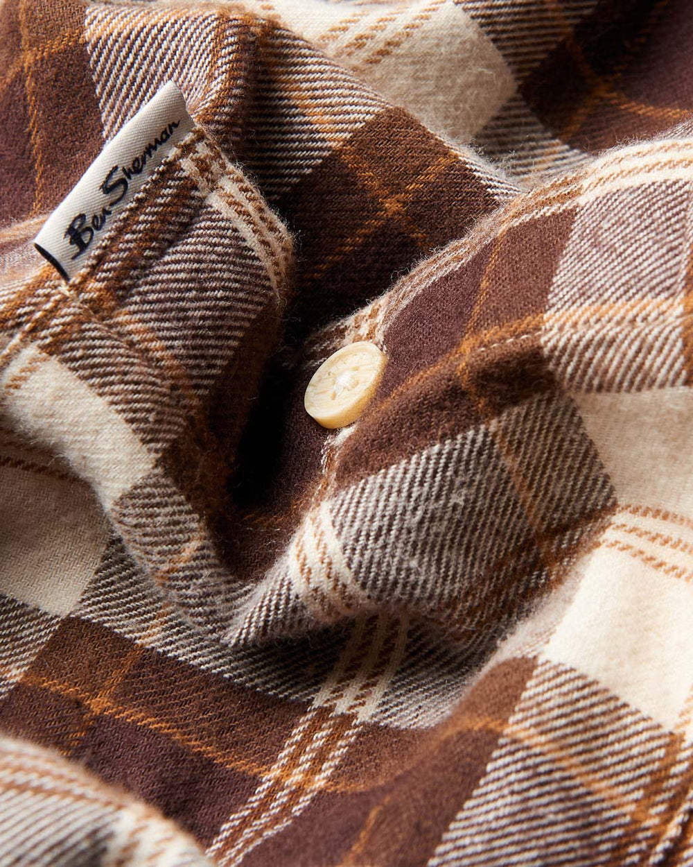 Chocolate Ben Sherman Brushed Plain Check Shirts | 5197-WLRPO