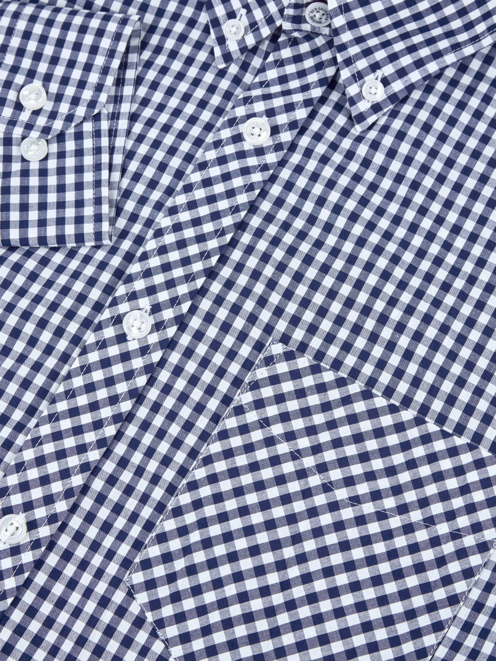 Dark Blue Ben Sherman Signature Long-Sleeve Gingham Shirts | 7140-CMIOW